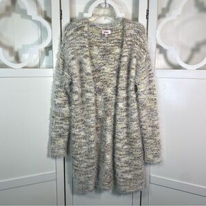 Bongo Women’s Open Front Long Cardigan Fuzzy Comfy Sweater Size X Large